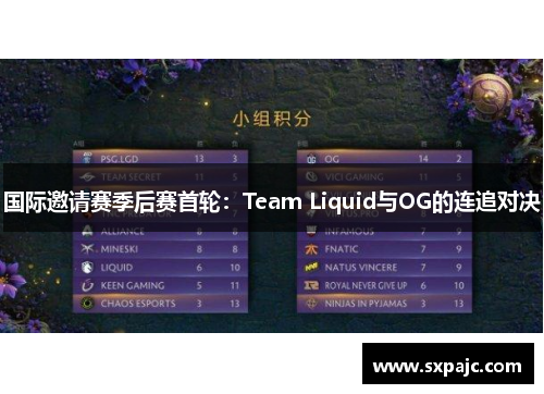 国际邀请赛季后赛首轮：Team Liquid与OG的连追对决